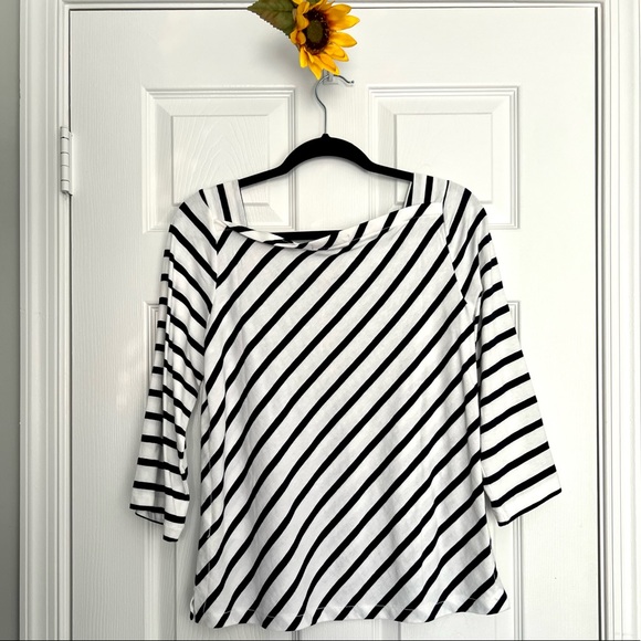 BANANA REPUBLIC Women’s Striped Boat Neck Top-Size Small - Picture 5 of 6